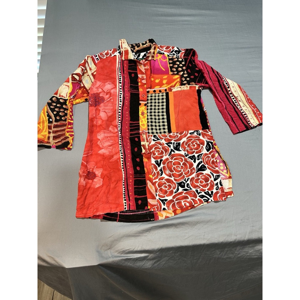 VTG Jam's World Red‎ Floral Shirt Mixed Patterns S